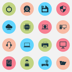 Laptop icons set collection of programmer web vector