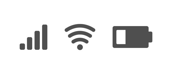 Notification bar wireless network battery icons vector