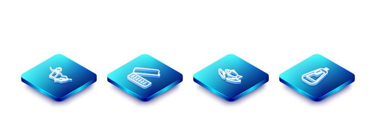 set isometric line problem pollution ocean vector image