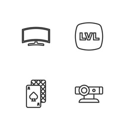 set line web camera playing cards computer vector image