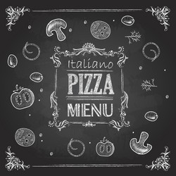 Chalkboard Pizza Sketch Vector Image