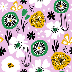 seamless floral pattern with hand drawn flowers Vector Image