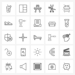 set 25 simple line icons for web and print vector image