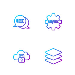 set line layers cloud computing lock ui or ux vector image