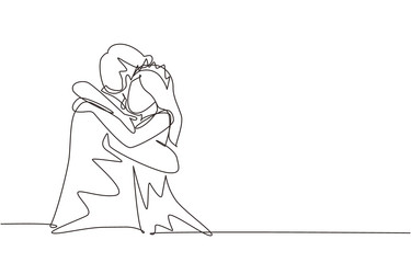 Cute couple in love continuous one line drawing Vector Image