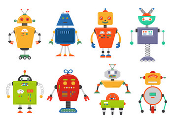 funny isolated robot set future robots vector