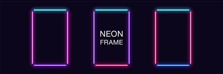 neon rectangle frame set rectangular vector image
