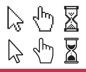 pointer hand arrow and hourglass loading clock vector image