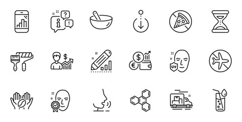 Outline set of uv protection chemical formula vector