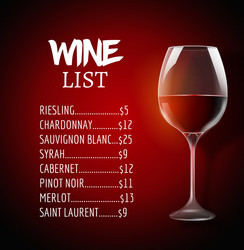 Wine menu card design template list layout vector