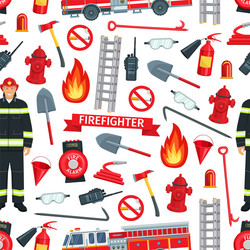 Seamless pattern with firefighting items fire Vector Image