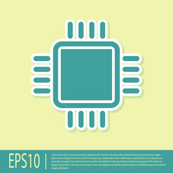 green computer processor with microcircuits cpu vector image