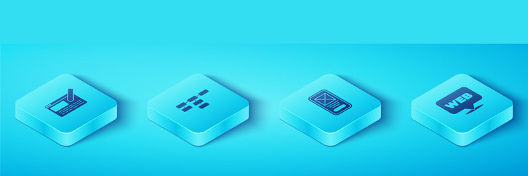 set isometric ui or ux design site map web vector image