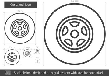 Car wheel line icon vector