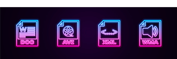 set line doc file document avi xml and wma vector image