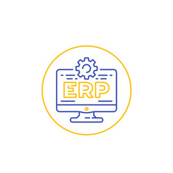 Erp software icon with computer linear vector