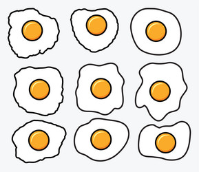 fried eggs icons vector