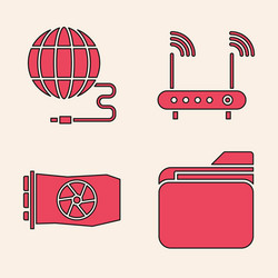 Set document folder social network router and wi vector