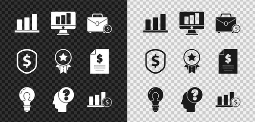 Set pie chart infographic monitor with briefcase vector