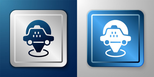 white map pointer with taxi car icon isolated vector image