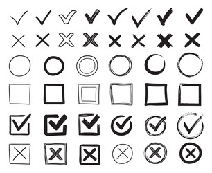 Hand Drawn Checkmarks & Checkboxes vector image