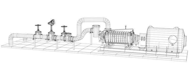 wire-frame line pumping unit isolated on white vector image