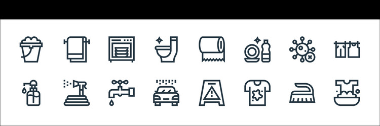 cleaning line icons linear set quality vector image
