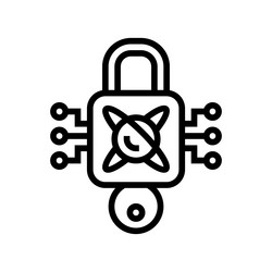 encryption lock quantum computer line icon vector image