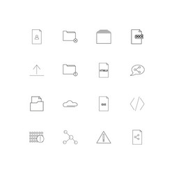 files and folders sign linear thin icons set vector image