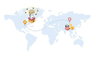 international drone delivery isometric vector