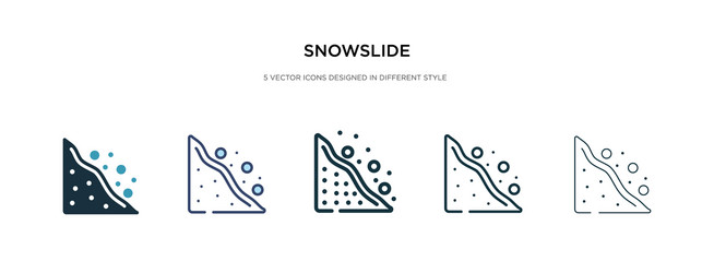snowslide icon in different style two colored vector image