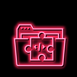 folder with program code files neon glow icon vector image