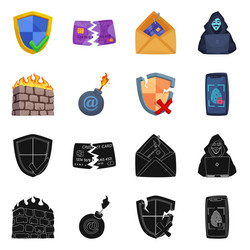 isolated object of virus and secure symbol vector image