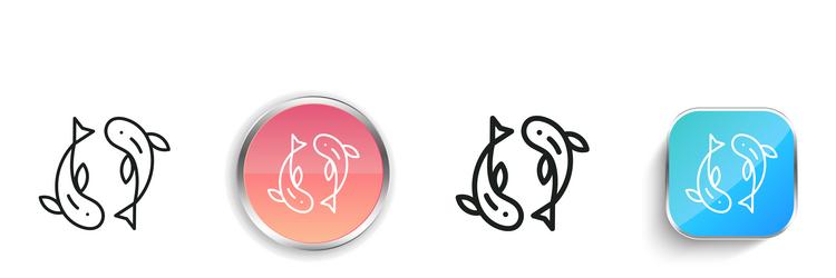 koi fish icon thin linear regular and button vector image