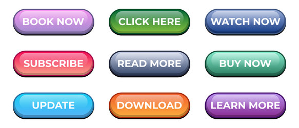 colorful web buttons set read more learn buy vector image