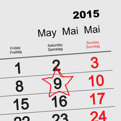 May 9 victory day calendar Royalty Free Vector Image