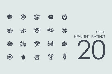 Set of healthy eating icons vector