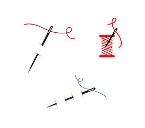 Scissors needle spool of thread and meter Vector Image