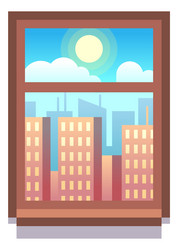 wood window with city view day light vector