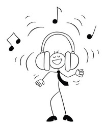 stickman businessman character listening to loud vector