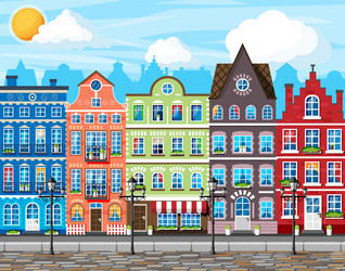 traditional european town old city street vector