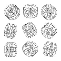 wireframe lined shapes perspective mesh 3d grid vector image