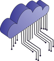 cloud computing with electronic circuit isometric vector