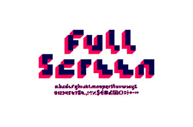 geometric font 3d alphabet in the game style vector