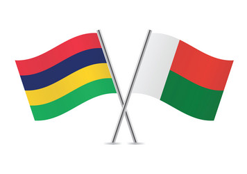 mauritius and madagascar crossed flags vector