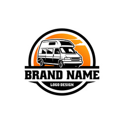 Motorhome camper van emblem circle logo label vect