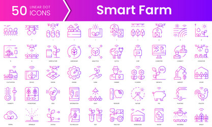 set of smart farm icons gradient style icon bundle vector image