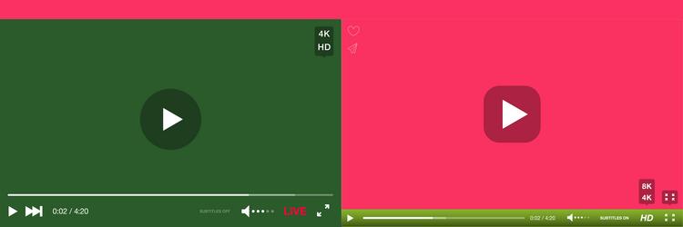 Video player window with menu and buttons panel vector