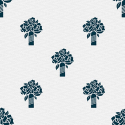 Wedding bouquet icon sign seamless pattern vector