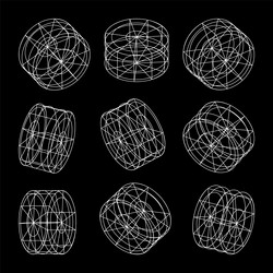 wireframe lined shapes perspective mesh 3d grid vector image